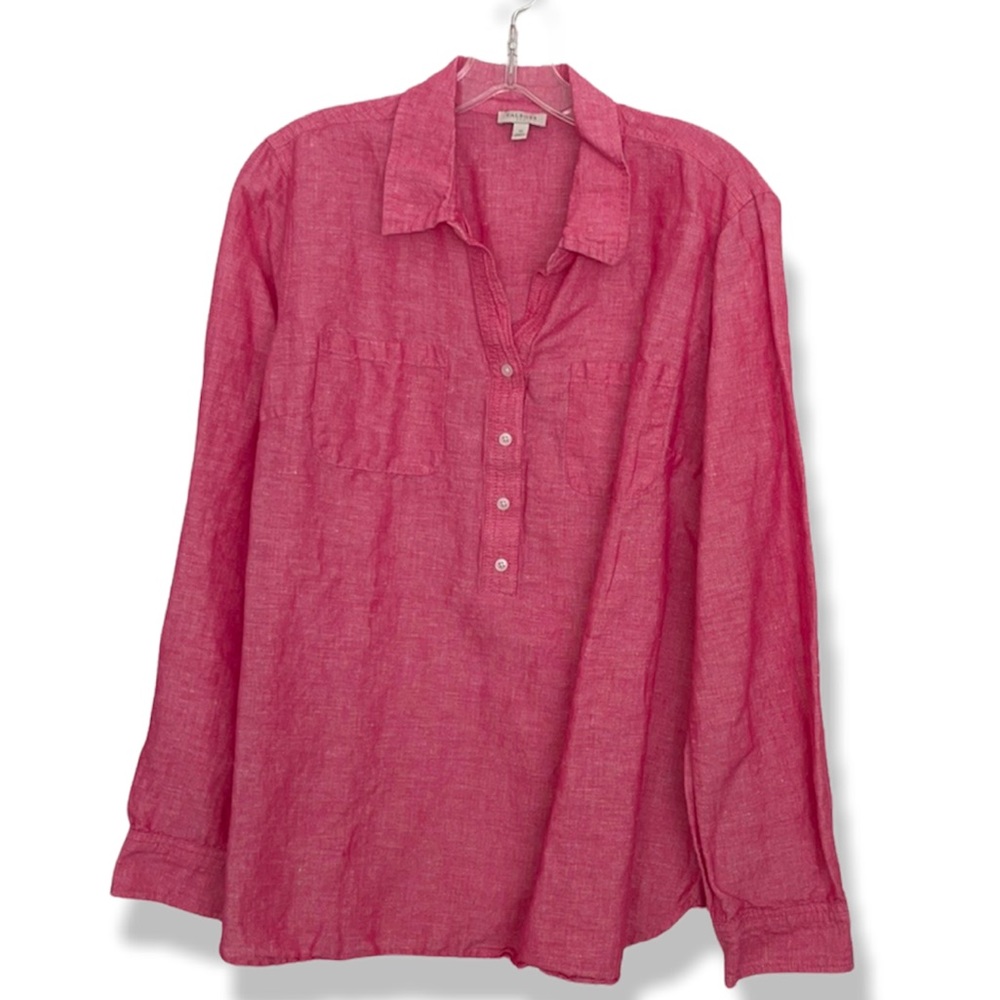 Talbots Linen Cotton Pink Shirt Size M